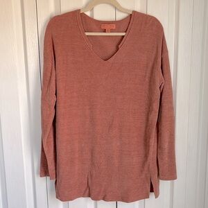 Barefoot Dreams CozyChic Ultra Lite V Neck Tunic  Terracotta. Size Medium